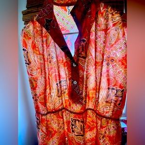 Vintage funky 1960’s womens retro orange paisley print sheer dress